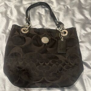 Coach Black Shoulder Bag with Signature Monogram